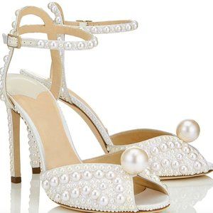 Pearl Peep Toe Stiletto Sandals